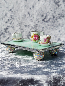Table basse miniature en vitrail